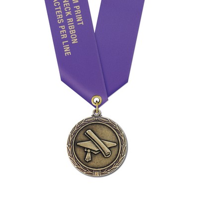 Graduation Cast MX Medal w/Satin Neck Ribbon (1½")