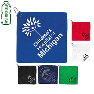 "THE WEDGE" Recycled RPET 300 GSM Heavy Duty Golf Towel - 12" W x 12" H